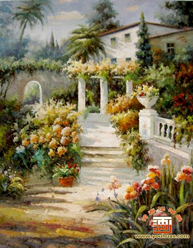 HY8018花园风景油画