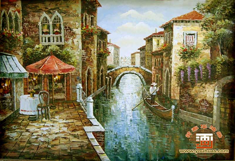 威尼斯水城油画风景作品