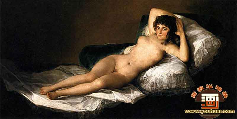 玛哈戈雅的裸体画像_马奈油画