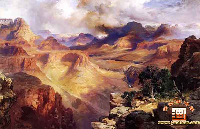 大峡谷Grand Canyon_莫兰油画作品欣赏