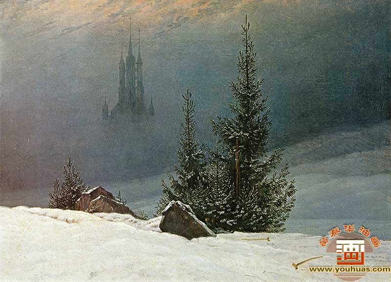 冬季景观风景_大卫・弗里德里希作品油画欣赏