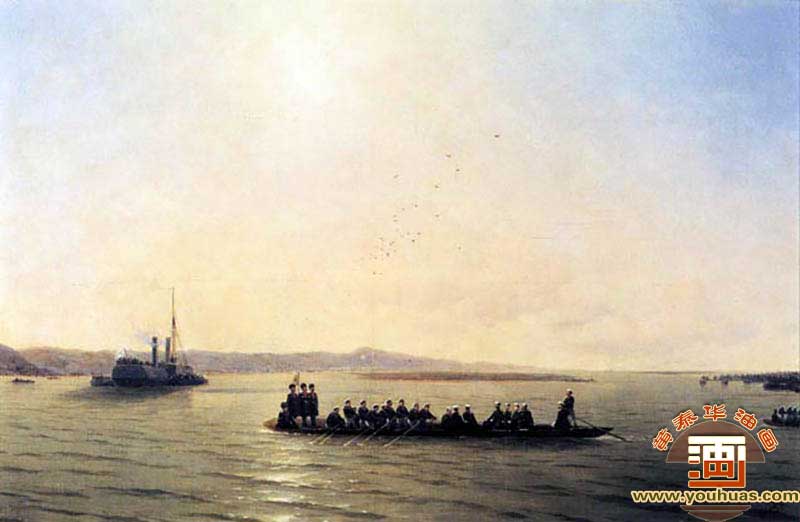 亚历山大二世穿越多瑙河场景_艾瓦佐夫斯基油画作品欣赏