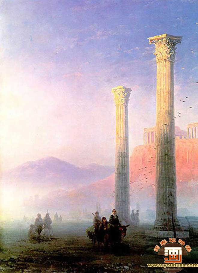 雅典卫城Acropolis of Athe_艾瓦佐夫斯基油画作品欣赏