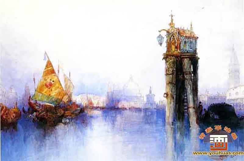 威尼斯风景,威尼斯运河风光,威尼斯运河场景_莫兰油画作品欣赏