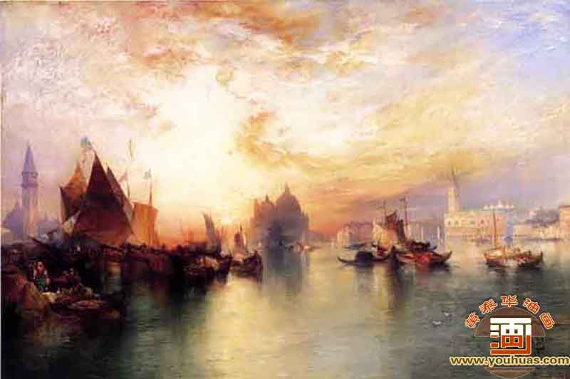 圣乔治附近的威尼斯风景画,威尼斯在圣乔治附近_莫兰油画作品欣赏