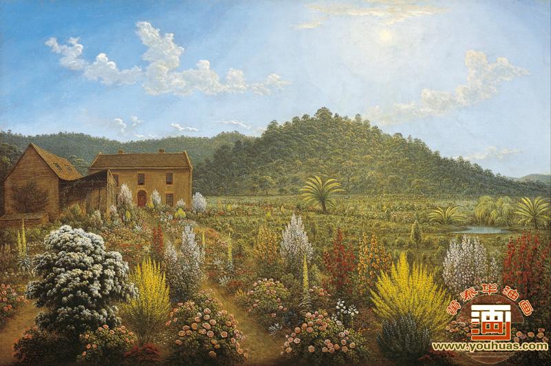 房屋和花园的景色,米尔平原上范德曼土地上艺术家房屋和花园的景色_格洛弗作品