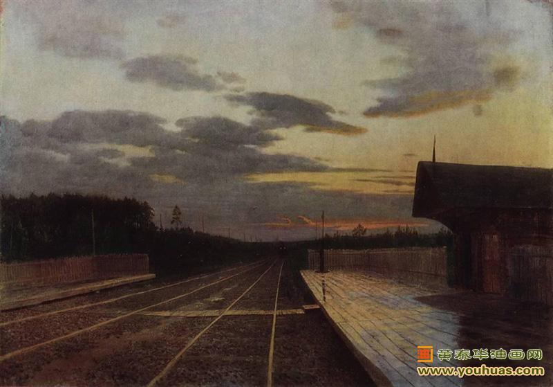 下雨的夜晚,在傍晚时候下雨的天空景色,列维坦油画_列维坦作品欣赏