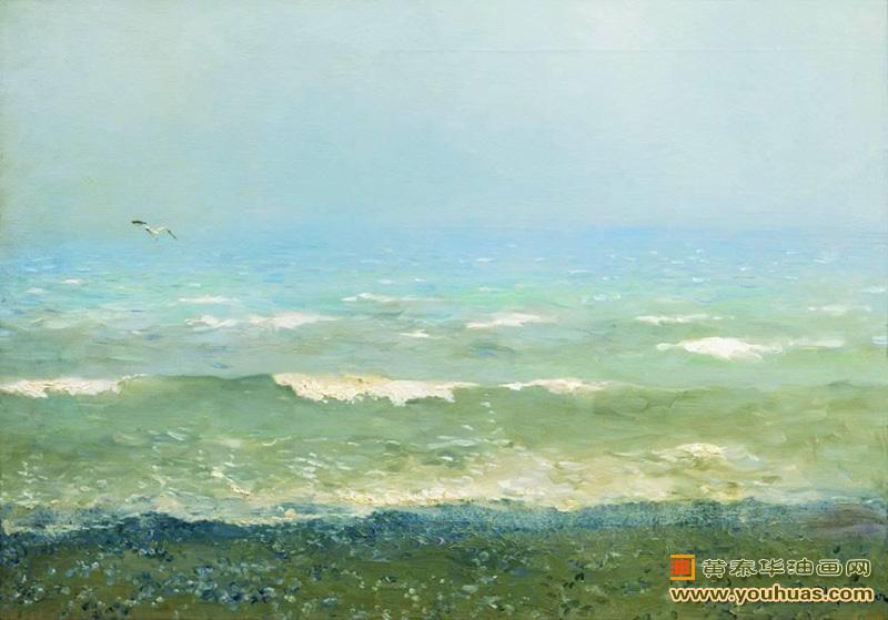 海鸥,海鸥在地中海海岸飞翔的情景_列维坦作品欣赏