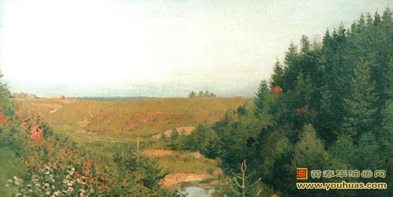 乡村风景画,风景与森林河_伊萨克・伊里奇・列维坦作品欣赏