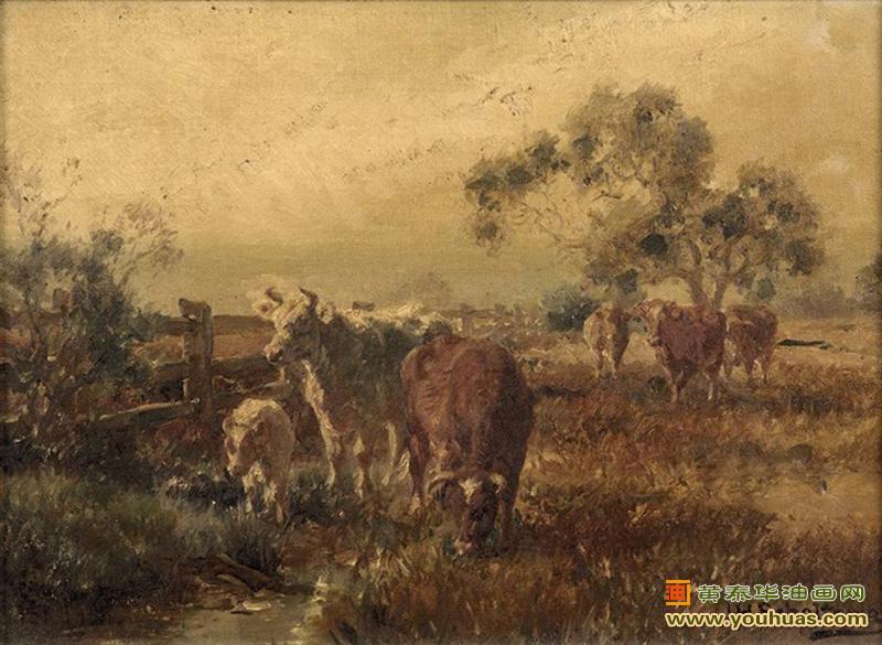 马其顿的牧场,早晨牧场上的牛群景色_切尔特玛作品欣赏