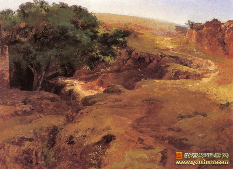 溪流-特拉斯卡拉河流风景，若泽玛丽亚维拉斯科作品欣赏