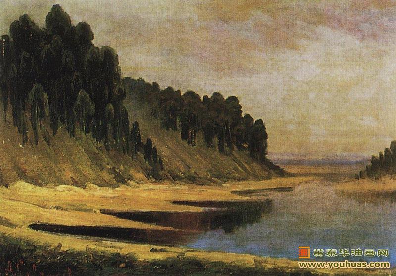 莫斯科河岸，莫斯科河的树木繁茂的河岸_萨夫拉索夫作品欣赏