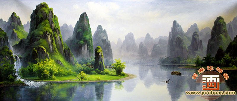 桂林山水油画