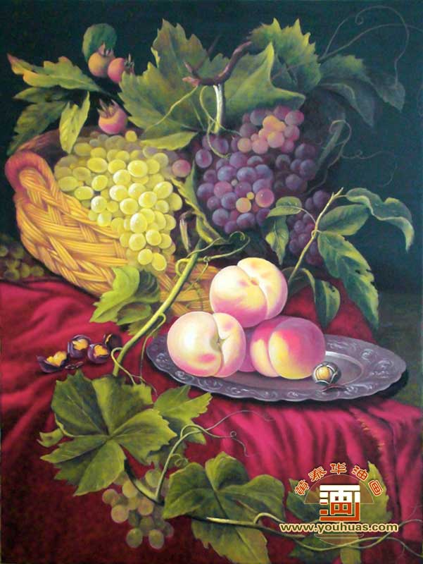 古典写实水果_餐厅油画