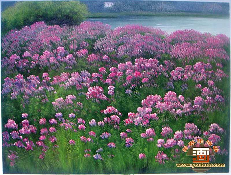 薰衣草紫色庄园田园风景油画作品欣赏