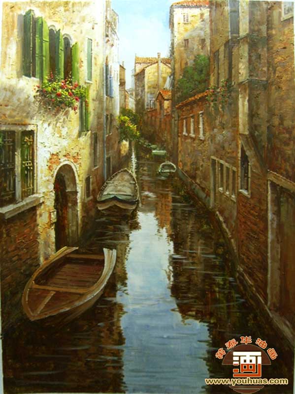 威尼斯水城油画风景