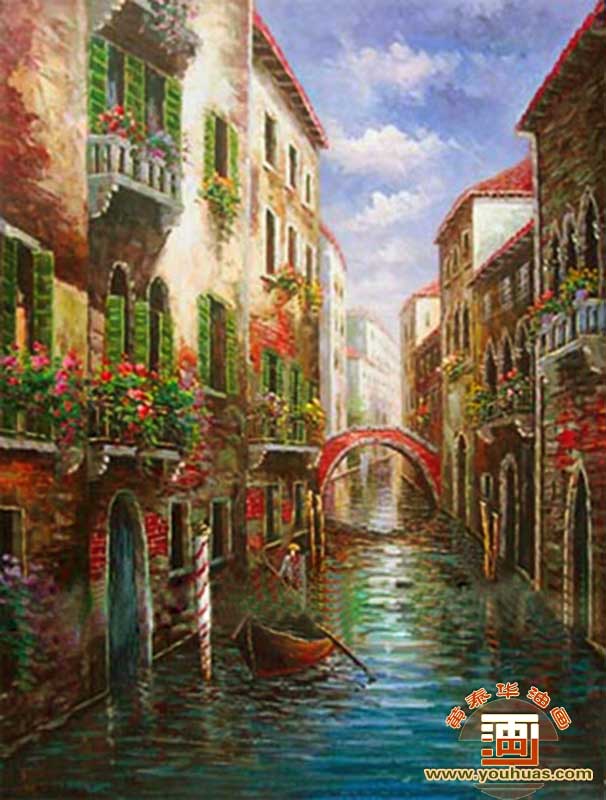 威尼斯水城油画风景作品