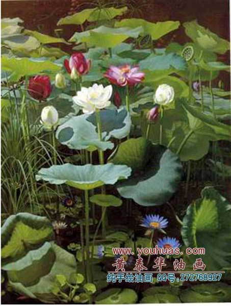 高清油画荷花